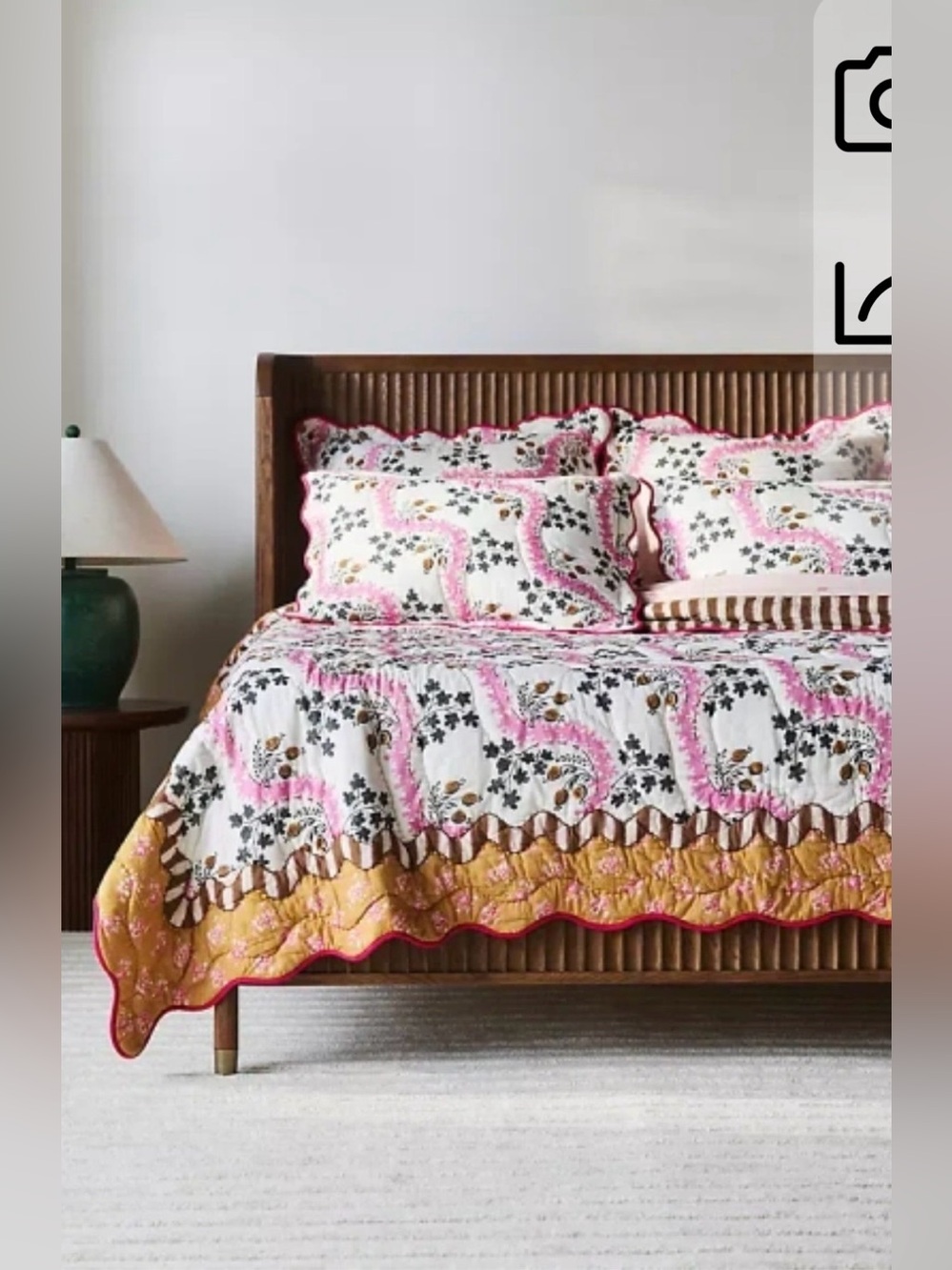 Anthropologie Iluka 100% Cotton Gauze Floral Quilt, Canary, Full